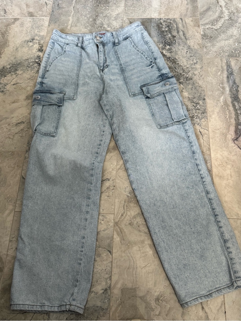 Guess Light Wash Blue Cargo Jeans